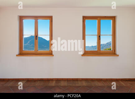 Architettura e interni, stanza vuota con due finestre Foto Stock