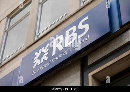 LONDON, Regno Unito - 31 luglio 2018: RBS, Royal Bank of Scotland negozio di fronte nel centro di Londra. Foto Stock