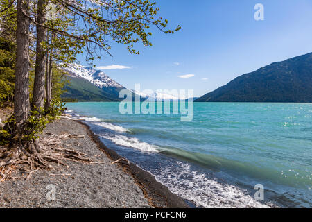 Il turchese Kenai lago sulla Kenai Peninsule in Alaska Foto Stock