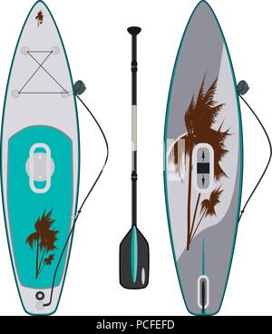 Electric sup surfboard vettore illustrazione piatta Illustrazione Vettoriale