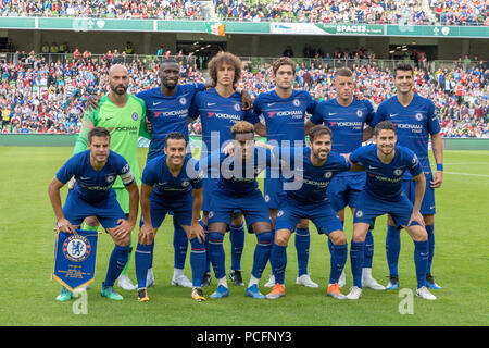 Dublino, Irlanda. 1 agosto, 2018. Chelsea foto del team prima del Chelsea v Arsenal International Champions Cup in Aviva Stadium. Credito: Ben Ryan SOPA/images/ZUMA filo/Alamy Live News Foto Stock