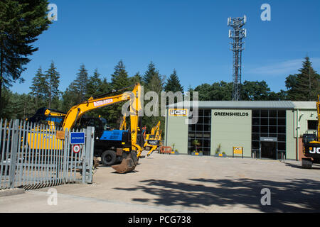 Greenshields JCB deposito, il concessionario e il distributore JCB di costruzione e di attrezzature industriali basato vicino a Farnham, Surrey, Regno Unito Foto Stock