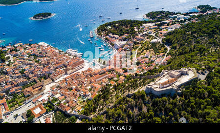 Vista aerea di Hvar, Croazia Foto Stock