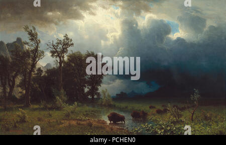 Albert Bierstadt - Buffalo Trail, imminente tempesta. Foto Stock