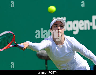 Christina McHale (USA) giocando nel primo turno di qualificazione della Valle di natura internazionale, Eastbourne 22 Giugno 2018 Foto Stock