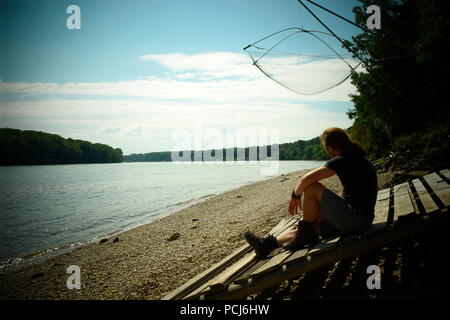 Fiume Danubio, Parco Nazionale Donauauen, Austria, Foto Stock