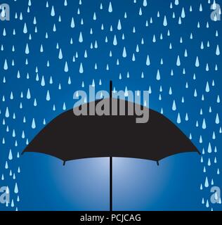 Illustrazione vettoriale di ombrello protezione da gocce di pioggia Illustrazione Vettoriale