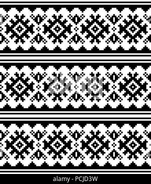 Inverno o Natale vettore scandinavo seamless pattern - Sami Lapponia ricamo tradizionale stile. Design ripetitivo Illustrazione Vettoriale