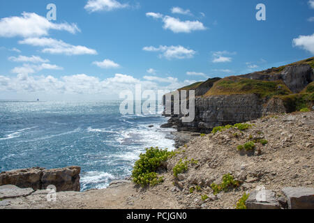 Visualizzare fro Dorset in cima alla scogliera vicino Winspit cava, REGNO UNITO Foto Stock