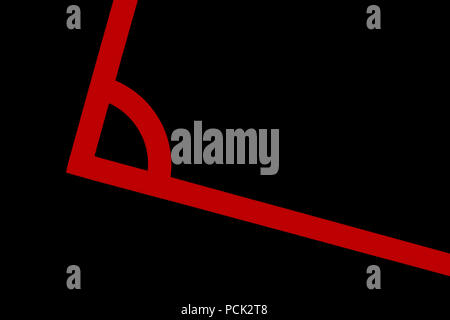 Neon rosso angolo del campo di calcio. Foto Stock