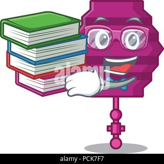 Studente con carta da libro lanterna mascotte cartoon Illustrazione Vettoriale