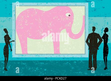 Ignorando il Pink Elephant in camera persone che parlano ignorando il Pink Elephant in camera. Illustrazione Vettoriale