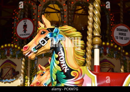 Merry Go Round cavallo sulla banca del sud Foto Stock