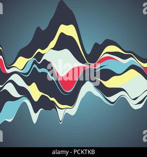 Grande per la visualizzazione di dati. Streamgraph. Infografico futuristico. Inf Illustrazione Vettoriale