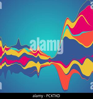 Grande per la visualizzazione di dati. Streamgraph. Infografico futuristico. Inf Illustrazione Vettoriale