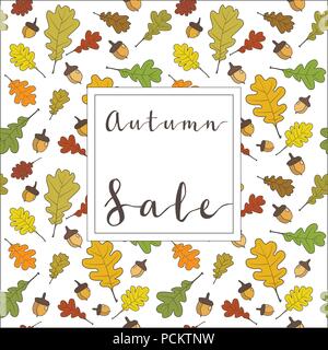 Telaio di autunno sfondo. Ghirlanda di foglie di autunno. Acero multicolore, rovere e livelli di cenere. EPS vettoriali 10 Illustrazione Vettoriale