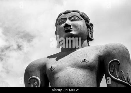 Signore Gommateshwara statua, a 17m alto statua monolitica situato sulla collina Vindyagiri a Shravanbelagola nello stato indiano del Karnataka. Foto Stock