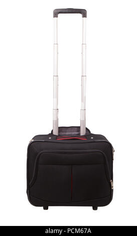 Valigia isolati su sfondo bianco. Valigetta nera isolata su bianco. Foto Stock