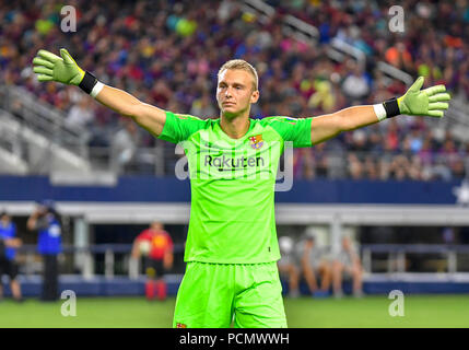 Jul 31, 2018: FC BARCELONA GK Jasper Cillessen #13 durante un gioco di MLS tra AS Roma e FC Barcelona di AT&T Stadium di Arlington, TX come Roma ha sconfitto il FC Barcelona 4-2 Albert Pena/CSM Foto Stock