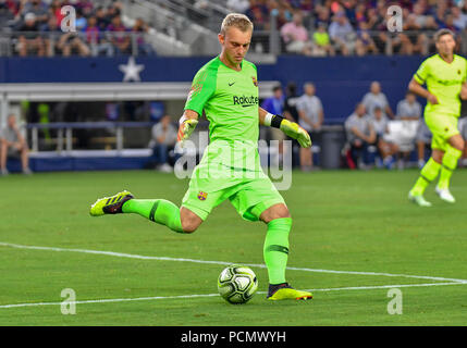 Jul 31, 2018: FC BARCELONA GK Jasper Cillessen #13 durante un gioco di MLS tra AS Roma e FC Barcelona di AT&T Stadium di Arlington, TX come Roma ha sconfitto il FC Barcelona 4-2 Albert Pena/CSM Foto Stock