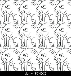 Modello senza cuciture con simpatici cani. Illustrazione Vettoriale con divertenti cuccioli Illustrazione Vettoriale