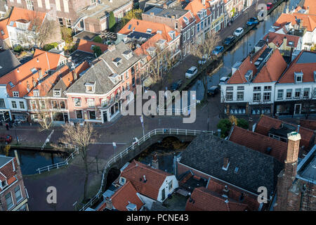 Vista panoramica dal Oude Kerk (Vecchia chiesa) in Delft, Paesi Bassi Foto Stock