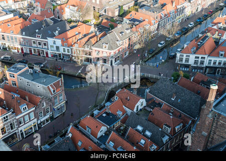 Vista panoramica dal Oude Kerk (Vecchia chiesa) in Delft, Paesi Bassi Foto Stock