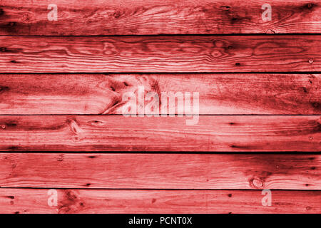 Close-up di superficie (a parete, a pavimento o a padiglione) realizzato in tavolato in legno, pannello o in pensione il rosso, Claret, sfumature di corallo Foto Stock
