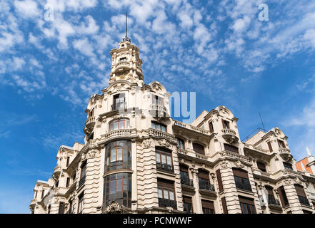 Madrid, Gran Via boulevard, Art Nouveau / Jugendstil, facciata Foto Stock