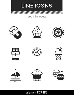 Caramelle - Impostazione della linea design icone di stile Illustrazione Vettoriale