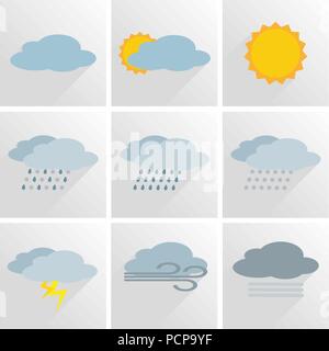 Meteo semplice icona impostare Illustrazione Vettoriale