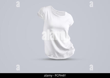 Modello universale con la forma della femmina bianca t-shirt senza corpo isolato sullo sfondo per studio, vista frontale. Mockup può essere utilizzato per il tuo Foto Stock