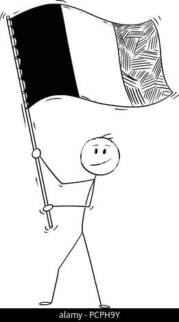 Cartoon di uomo sventola bandiera del Belgio o in Francia Illustrazione Vettoriale