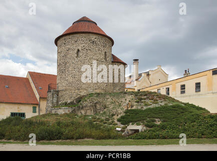 Rotonda di Santa Caterina (Rotunda svaté Kateřiny), noto anche come la Rotonda di Znojmo (Znojemská rotunda) in Znojmo nel sud della regione della Moravia, Repubblica Ceca. La rotunda romanica è famosa per uno dei migliori conservati affreschi romanici in Repubblica ceca datato dal XI secolo. Foto Stock