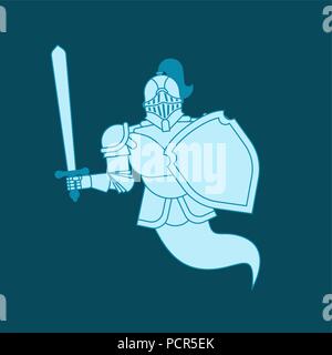 Knight Ghost isolato. Metallo guerriero Armor. L'armatura di ferro. Illustrazione Vettoriale Illustrazione Vettoriale