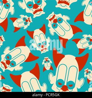 Scary clown pattern seamless. Ornamento terribile incubo. vettore di fondo Illustrazione Vettoriale