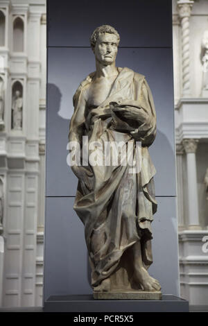 Il profeta Geremia. Statua in marmo dal Rinascimento italiano scultore Donatello (1427-1436) dalla facciata ovest della cattedrale di Firenze (Cattedrale di Santa Maria del Fiore), ora in mostra nel Museo dell'Opera del Duomo (Museo dell'Opera del Duomo di Firenze) in Firenze, Toscana, Italia. Foto Stock