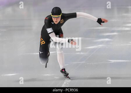 Gabriele Hirschbichler (GER) competiting nel pattinaggio di velocità - Womens' 1000m a i Giochi Olimpici Invernali PyeongChang 2018 Foto Stock