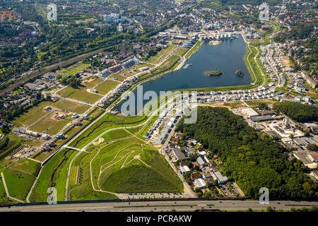 Phönixsee Dortmund - Hoerde, Emscher, ex acciaierie, Dortmund, la zona della Ruhr, Nord Reno-Westfalia, Germania Foto Stock