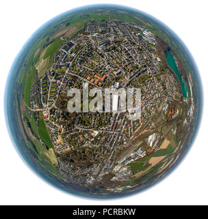 Autobahnkreuz Wuppertal interscambio nord, A1 e A43 e A46 Autobahnen (autostrade) a Haßlinghausen Sprockhövel, foto aerea, obiettivo fisheye, la zona della Ruhr Foto Stock