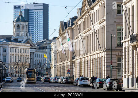 Rue Royale, centro di Bruxelles, Belgio, quartiere governativo, il quartiere degli affari, centro citta', Foto Stock