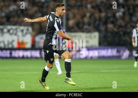 Salonicco, Grecia - 24 Luglio 2018: il giocatore di PAOK Mauricio in azione durante la UEFA Champions League secondo turno di qualificazione , il primo match tra Foto Stock