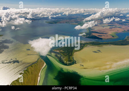 Vista aerea, a sud dell'isola Hiddensee, riserve naturali e Gellen Gänsewerder, isola di Hiddensee, Mar Baltico isola, Meclemburgo-Pomerania Occidentale, Germania, Europa Foto Stock