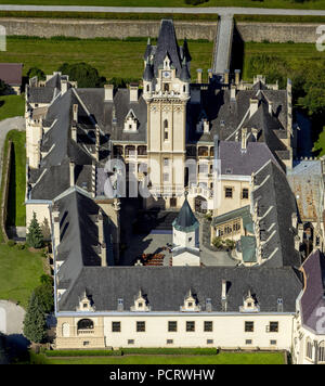 Vista aerea, Castello di Grafenegg, romantico dello storicismo, Grafenegg, Austria Inferiore, Austria Foto Stock