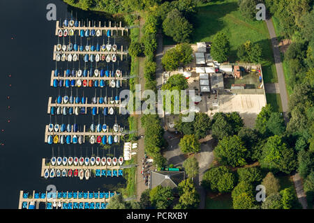 Vista aerea, pontile presso il serbatoio di Kemnader, Heveney, Bochum, la zona della Ruhr, Renania settentrionale-Vestfalia, Germania, Europa Foto Stock