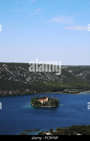 Isola di Visovac, Parco Nazionale di Krka, Croazia Foto Stock
