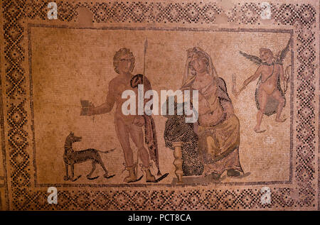 Uno dei mosaici pavimentali in una casa di Dionysos, Paphos, Cipro Foto Stock