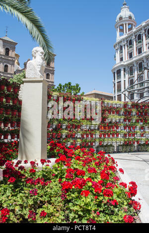 Visualizzazione di fiori in Plaza de Santo Domingo square a Murcia Spagna Foto Stock