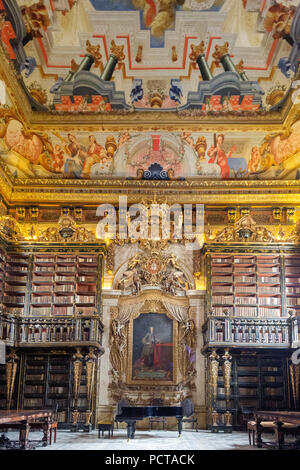 Biblioteca Joanina, storica biblioteca universitaria, Università di Coimbra, Coimbra, Distretto di Coimbra, Portogallo, Europa Foto Stock