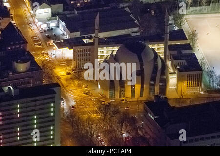 Luftbild, DITIB Moschea centrale di Colonia è una moschea in costruzione in Colonia-ehrenfeld, l'Unione Turkish-Islamic dell Istituto per la religione, DITIB Ehrenfeld, Colonia, nella Renania, Colonia, nella Renania settentrionale-Vestfalia, Germania, Europa Foto Stock